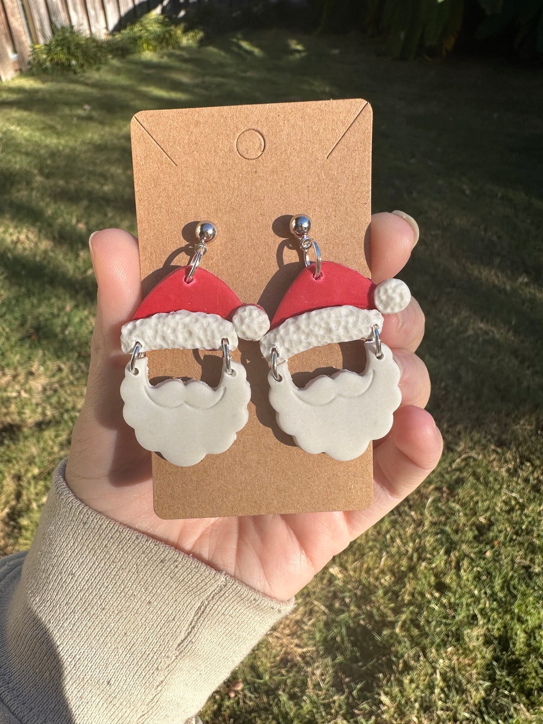 Santa Claus Dangly Clay Earrings