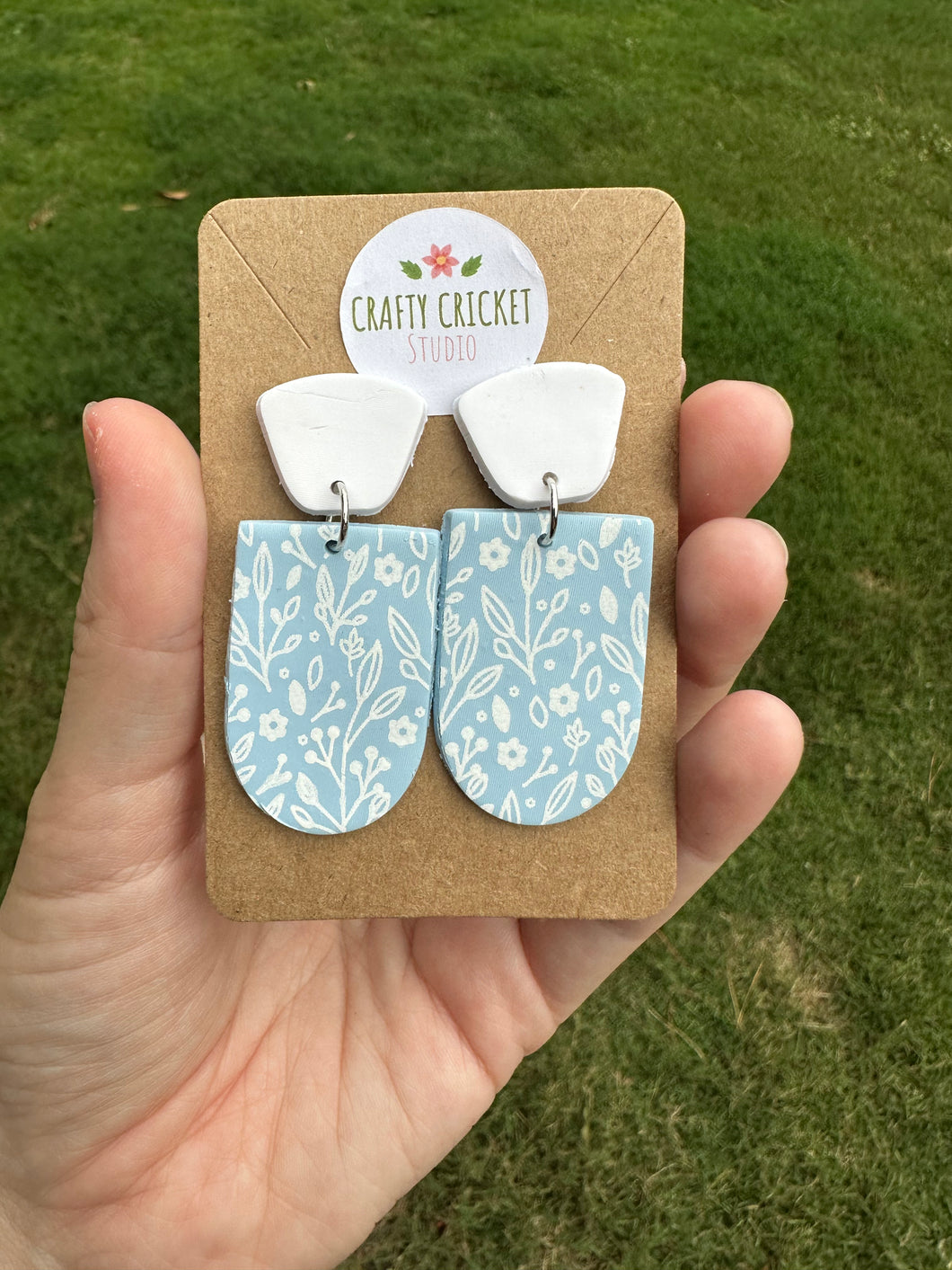 Blue Floral Clay Earrings