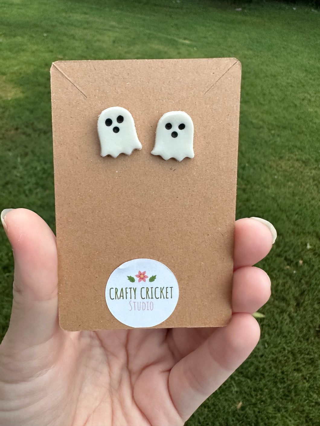 Shocked Ghost Stud Clay Earrings