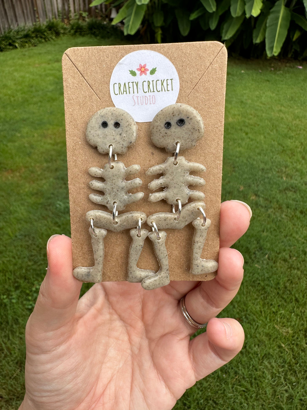 Skeleton Dangly Clay Earrings