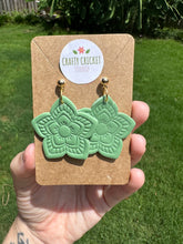 Load image into Gallery viewer, Mandala Dangly Polymer Clay Earrings
