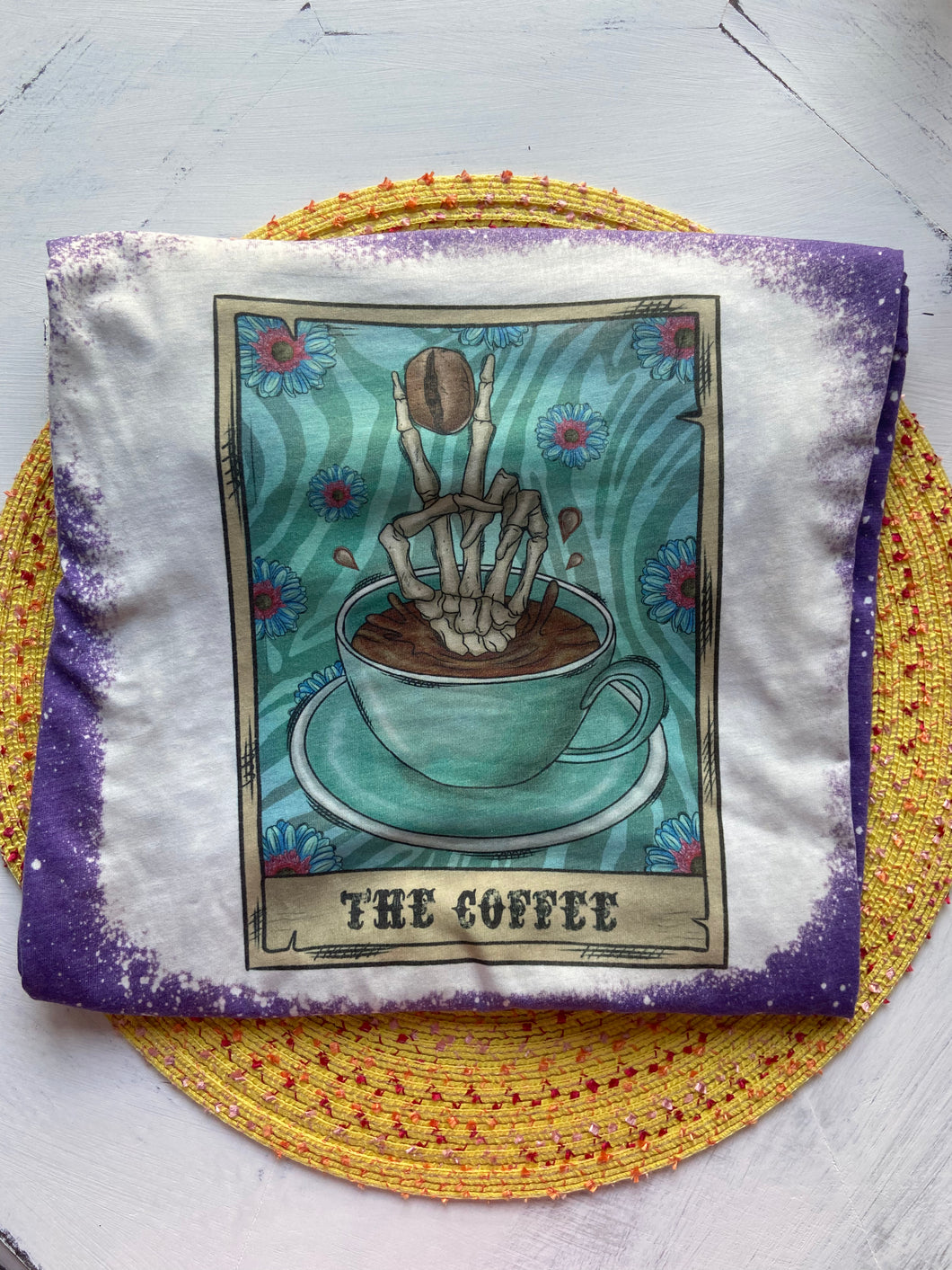 The Coffee Tarot Card Bleached Shirt