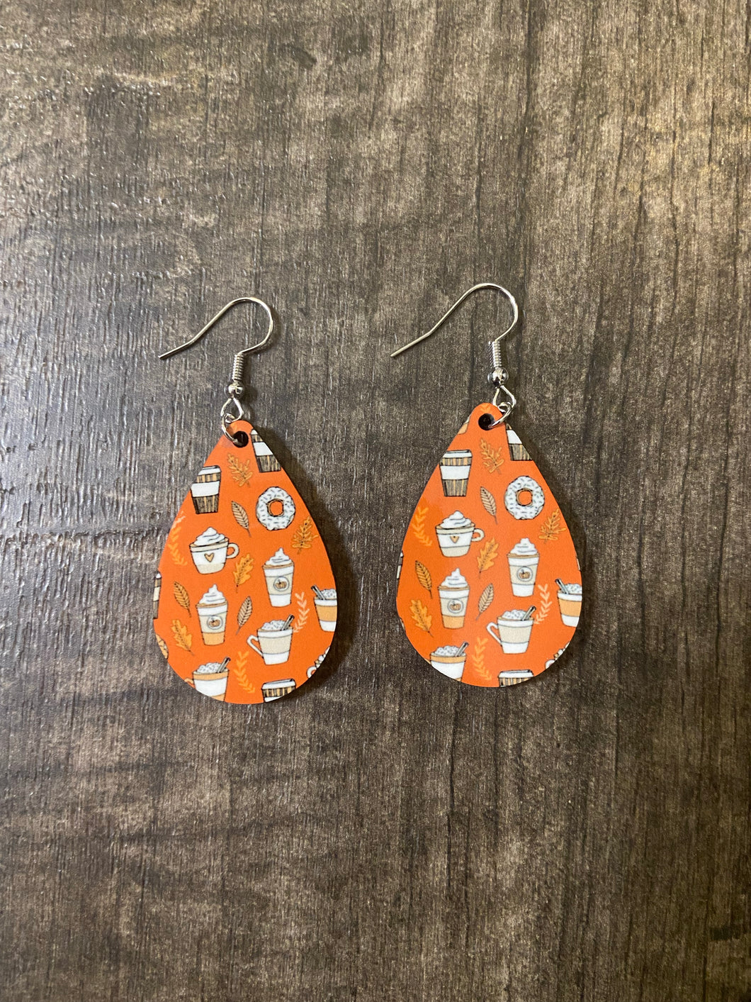 Pumpkin Spice Latte Teardrop Earrings