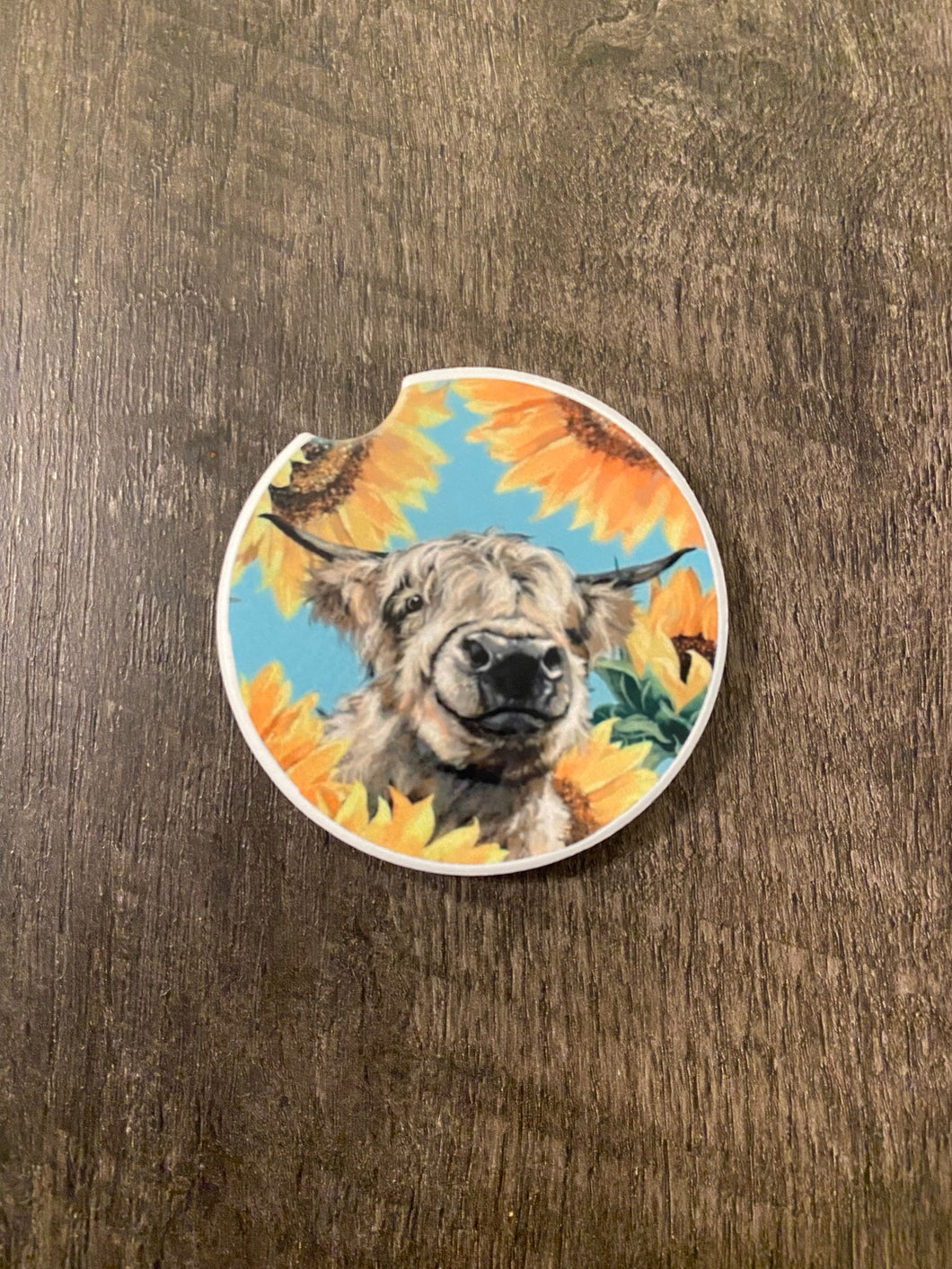 Sunflower Cow Car Coaster