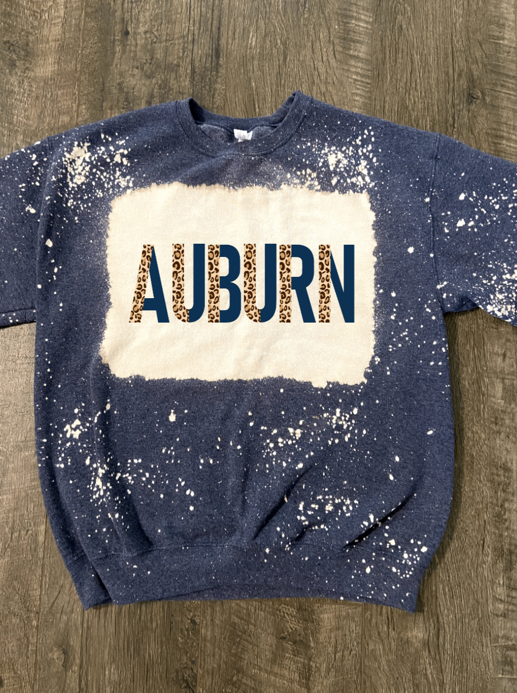 Auburn Cheetah Print Letters Bleached Shirt