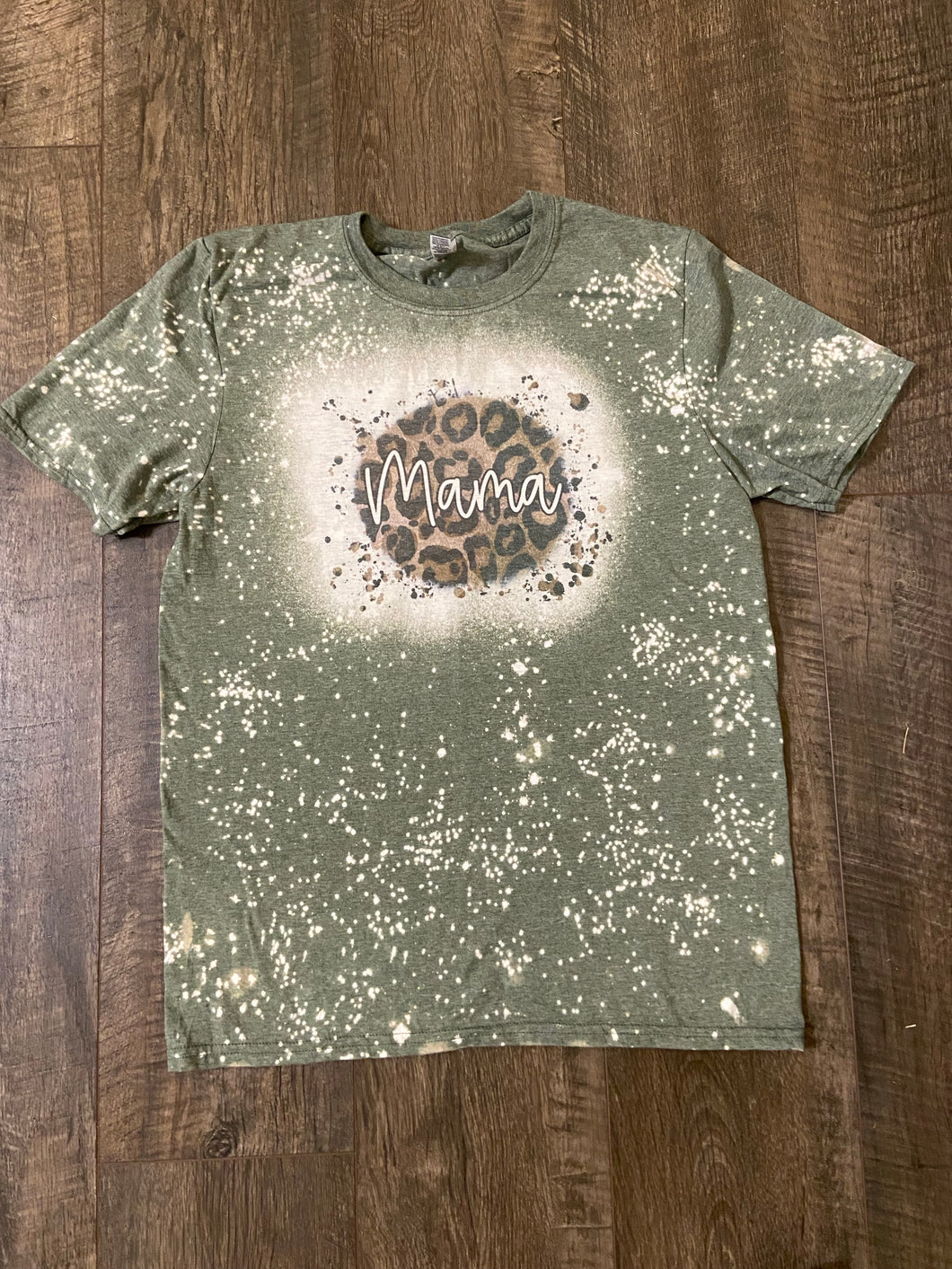 Cheetah Print Mama Bleached Shirt/ Graphic Tee