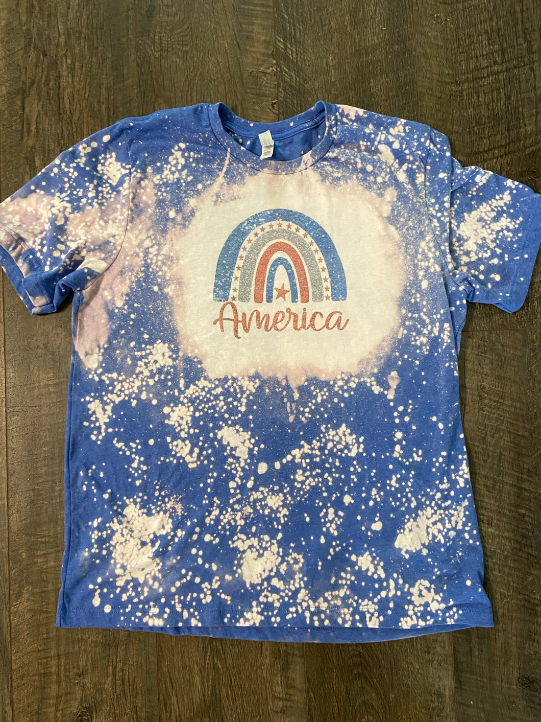 America Rainbow Bleached Shirt/ Graphic Tee