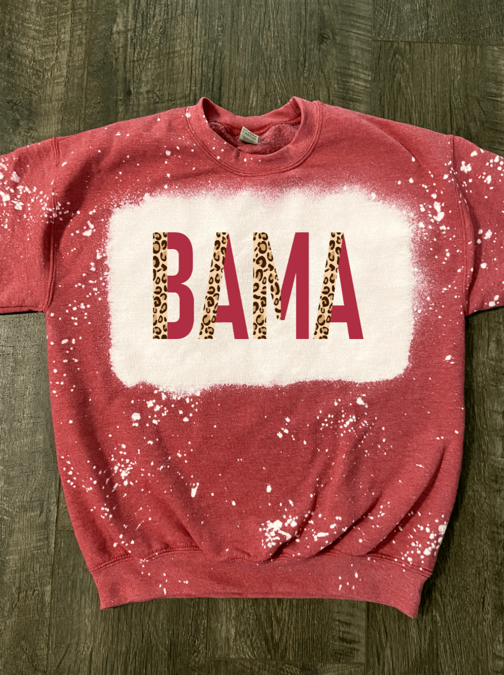 Bama Cheetah Print Letters Bleached Shirt