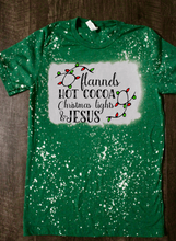 Load image into Gallery viewer, Flannels, Hot Cocoa, Christmas Lights, and Jesus Bleached Shirt
