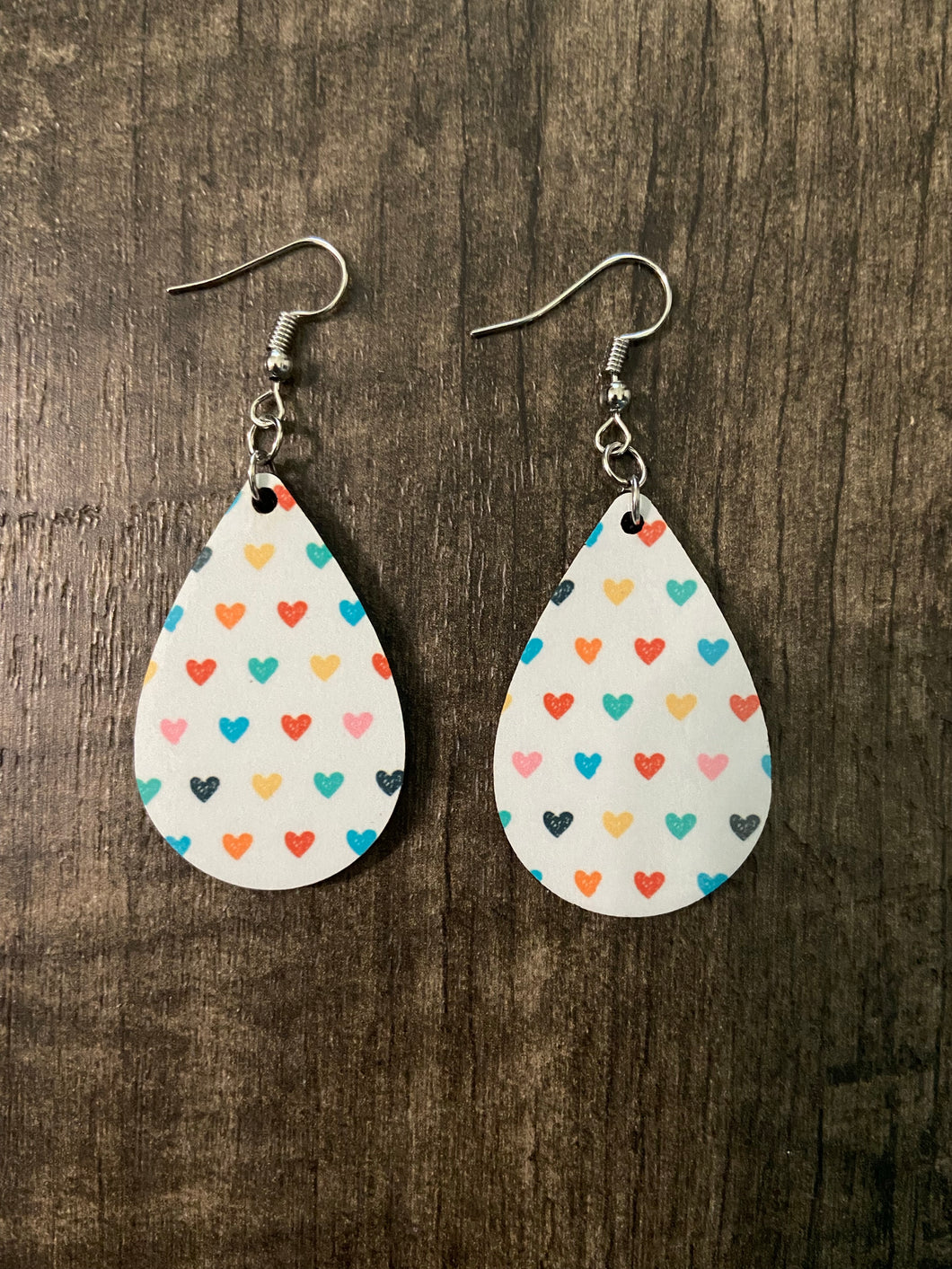 Rainbow Hearts Teardrop Earrings