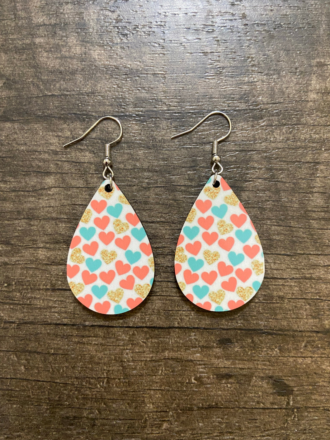 Multi-Colored Heart Teardrop Earrings